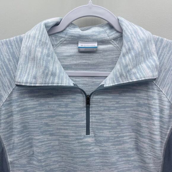 Columbia Light Blue Heathered 1/4 Zip Lightweight Fleece Pullover - Picture 3 of 5